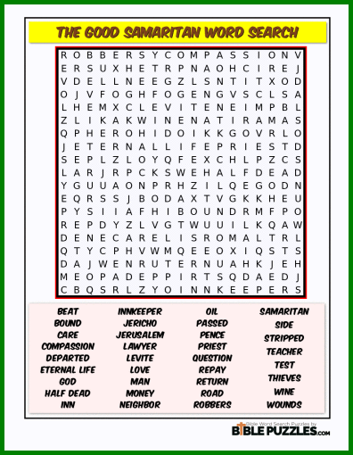 Bible Word Search - The Good Samaritan