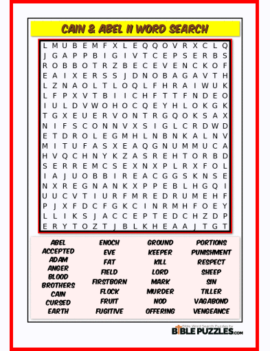 Bible Word Search - Cain & Abel II