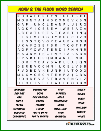 Bible Word Search - Noah & the Flood