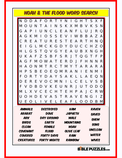 Bible Word Search - Noah & the Flood