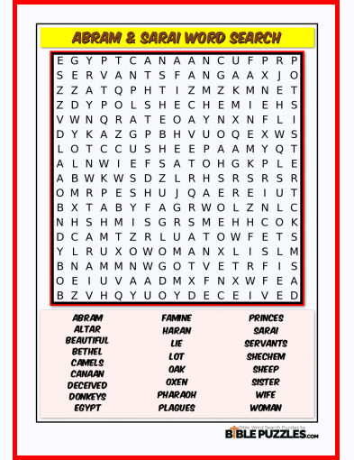 Bible Word Search - Abram & Sarai