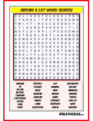 Bible Word Search - Abram & Lot