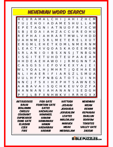 Bible Word Search - Nehemiah