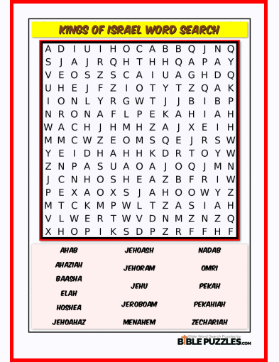 Bible Word Search - Kings of Israel