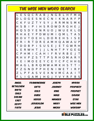 Bible Word Search - The Wise Men