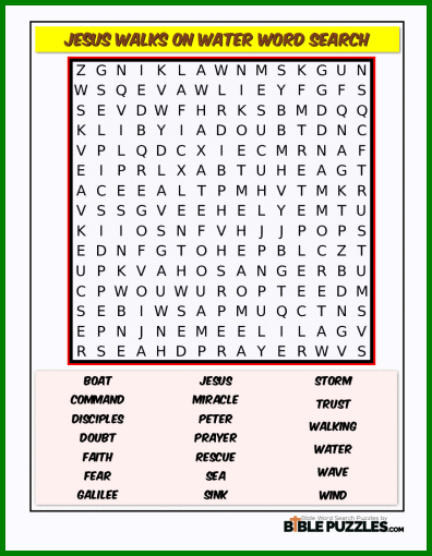 Bible Word Search - Jesus Walks on Water