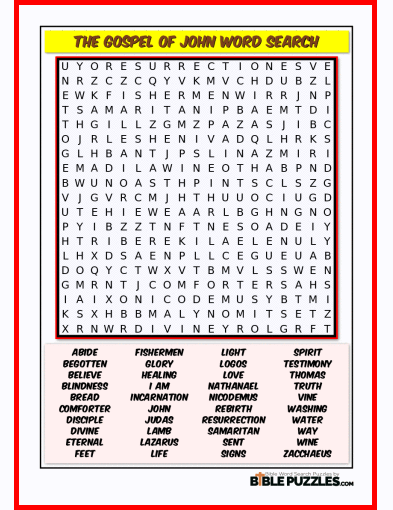 Bible Word Search - The Gospel of John