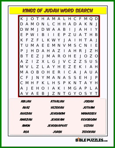 Bible Word Search - Kings of Judah