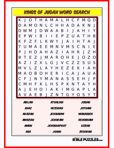 Bible Word Search - Kings of Judah