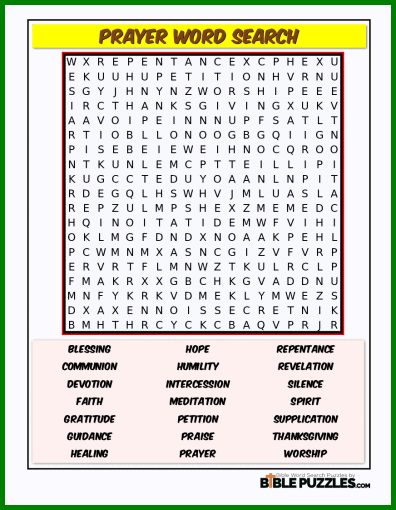 Bible Word Search - Prayer