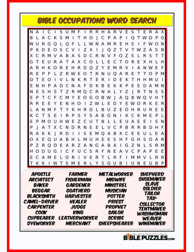 Bible Word Search - Bible Occupations